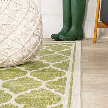 Trebol Moroccan Trellis Textured Weave Indoor/outdoor Runner Rug